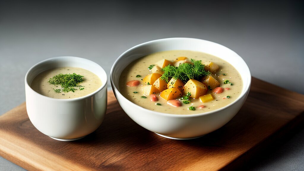 vegan potato soup with toppings